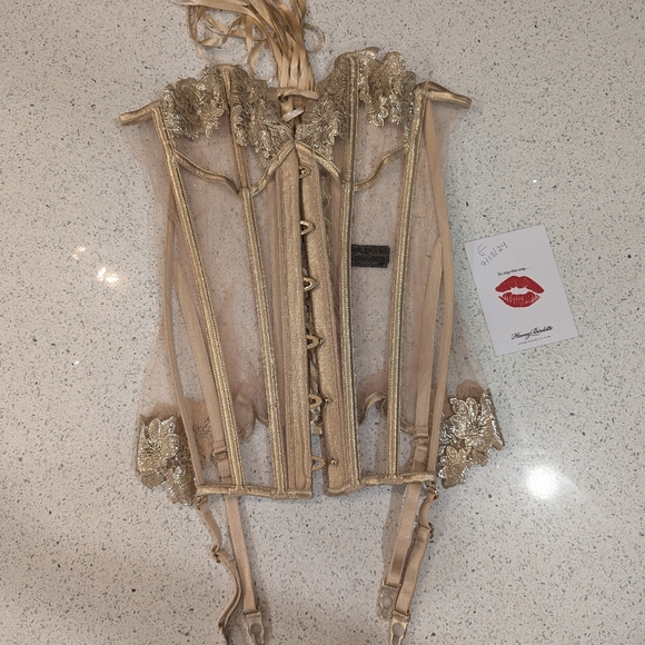 Rare Honey Birdette Amelie Gold Corset S - Picture 2 of 10